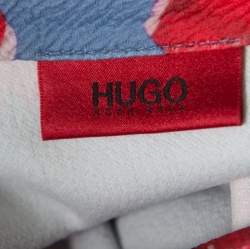 Pre Owned Hugo by Hugo Boss Blue Floral Printed Flared Sleeve Namilla Top XS