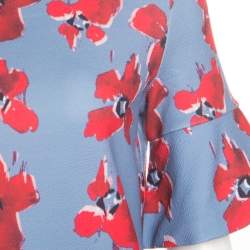 Pre Owned Hugo by Hugo Boss Blue Floral Printed Flared Sleeve Namilla Top XS