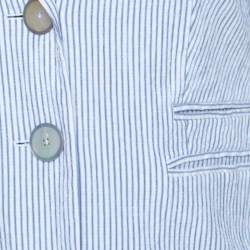 Hugo Boss Light Blue Cotton Pin Striped Cropped Blazer M 