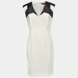 Hugo Boss Cream Crepe V-Neck Sleeveless Kilnea Dress M