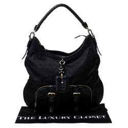 Pre Owned Hugo Boss Black Nylon and Leather Pocket Zip Hobo