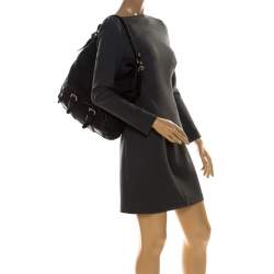 Pre Owned Hugo Boss Black Nylon and Leather Pocket Zip Hobo