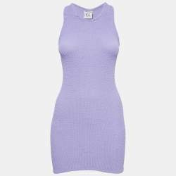 Hunza G Purple Patterned Knit Mini Dress XS 
