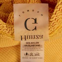 Pre Owned Hunza G Yellow Textured Knit Bodycon Dress S