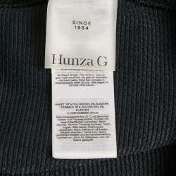 Pre Owned Hunza G Black Peplum Seersucker Swim Skirt One Size 