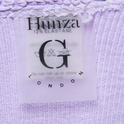 Pre Owned Hunza G Lilac Patterned Knit Cut Out Detail Mini Dress ONE SIZE