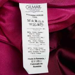 Pre Owned Ice Iceberg Dress Burgundy Stretch Satin Pleated Sheath Dress XS