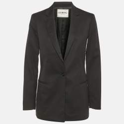 Pre Owned Iceberg Black Cotton Logo Embroidered Contrast Detail Blazer M