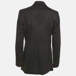 Pre Owned Iceberg Black Cotton Logo Embroidered Contrast Detail Blazer M