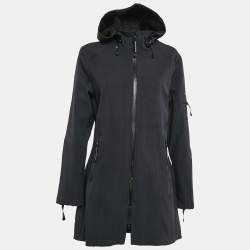 Ilse Jacobsen Navy Blue Technical Hooded Zip-Up Raincoat M