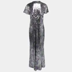 INGIE Paris Purple/Silver Sequin Sweetheart Neck Gown M