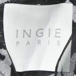 INGIE Paris Black Sequin Embellished Tulle Single Breasted Blazer M