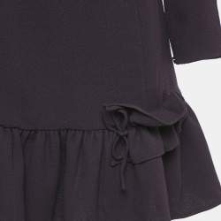 INGIE Paris Purple Crepe Wool Flounce Mini Dress XS