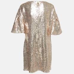 INGIE Paris Copper Gold Sequin Flared Sleeve Mini Dress M