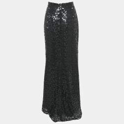 Ingie Paris Black Sequin Lace Maxi Bropai Skirt XL