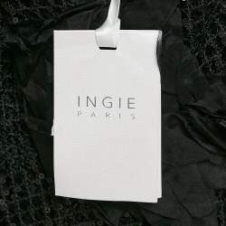 INGIE Paris Black Lace Sequin V-Neck Flared Short Dress M