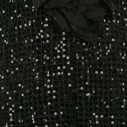 INGIE Paris Black Lace Sequin V-Neck Flared Short Dress M