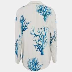 INGIE Paris White Coral Print Crepe Single Breasted Blazer S