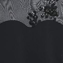 INGIE Paris Black Sequin Embroidered Jersey Bodysuit XL