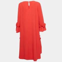 Pre Owned INGIE Paris Red Sateen Gathered Short Dress M