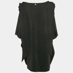 INGIE Paris Black Jersey Shoulder Tie-Up Detail Jeruni Mini Dress XL