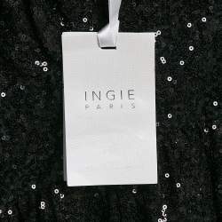 INGIE Paris Black Sequin Layered Tulle Mini Dress M