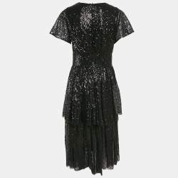 INGIE Paris Black Sequin Layered Tulle Mini Dress M