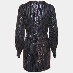 Pre Owned INGIE Paris Navy Blue Sequin V-Neck Mini Dress S