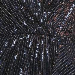 Pre Owned INGIE Paris Navy Blue Sequin V-Neck Mini Dress S