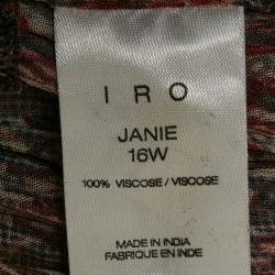 IRO Red Printed Semi-Sheer Crepe V-Neck Janie Top M