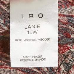 Pre Owned IRO Red Printed Crepe Long Sleeve Blouse M