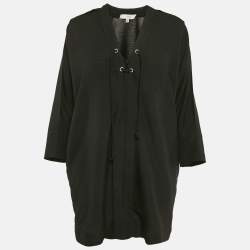 IRO Black Crepe Lace-Up Detail Mini Alessi Dress S