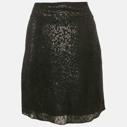 IRO Black Lurex Silk Mini Skirt M