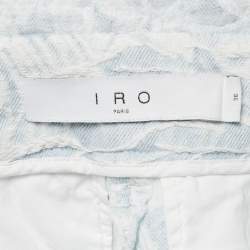 Pre Owned IRO Blue Jacquard Denim Raw Edge Belted Shorts S