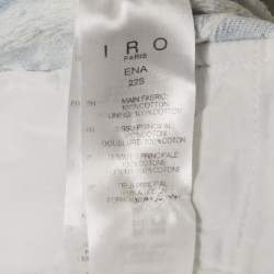 Pre Owned IRO Blue Jacquard Denim Raw Edge Belted Shorts S