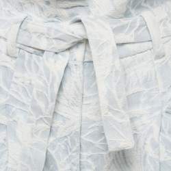 Pre Owned IRO Blue Jacquard Denim Raw Edge Belted Shorts S