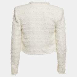 Pre Owned IRO White Tweed Open Front Moana Jacket XXS