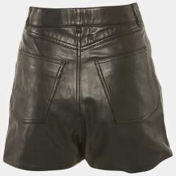 Pre Owned IRO Black Leather Pleated Shorts S