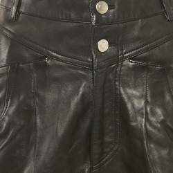 Pre Owned IRO Black Leather Pleated Shorts S