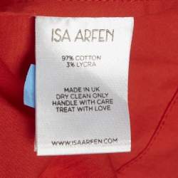 Pre Owned Isa Arfen Red Cotton Knot Detail Blouse S