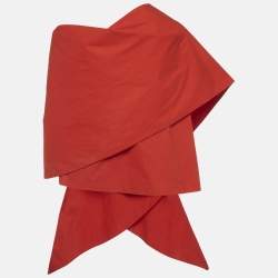 Pre Owned Isa Arfen Red Cotton Knot Detail Blouse S