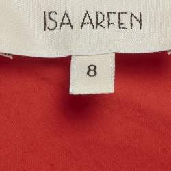 Pre Owned Isa Arfen Red Cotton Knot Detail Blouse S