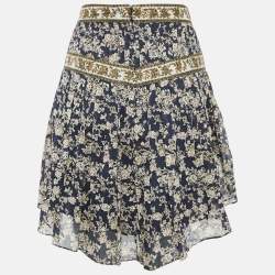 Isabel Marant Etoile Blue Floral Print Cotton Vega Mini Skirt M