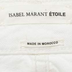 Pre Owned Isabel Marant Étoile White Embroidered Denim Rumba Jeans S Waist 27"