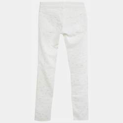 Pre Owned Isabel Marant Étoile White Embroidered Denim Rumba Jeans S Waist 27"