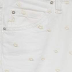 Pre Owned Isabel Marant Étoile White Embroidered Denim Rumba Jeans S Waist 27"