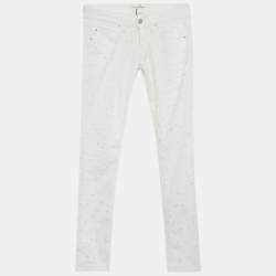 Pre Owned Isabel Marant Étoile White Embroidered Denim Rumba Jeans S Waist 27"