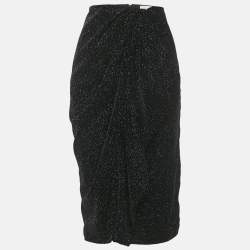 Pre Owned Isabel Marant Etoile Black Glittered Velvet Alyssa Midi Skirt M