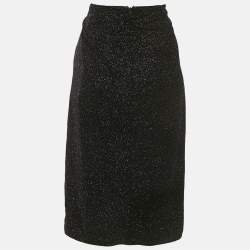 Pre Owned Isabel Marant Etoile Black Glittered Velvet Alyssa Midi Skirt M