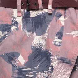 Isabel Marant Etoile Purple Printed Cotton Blend Belted Skirt L